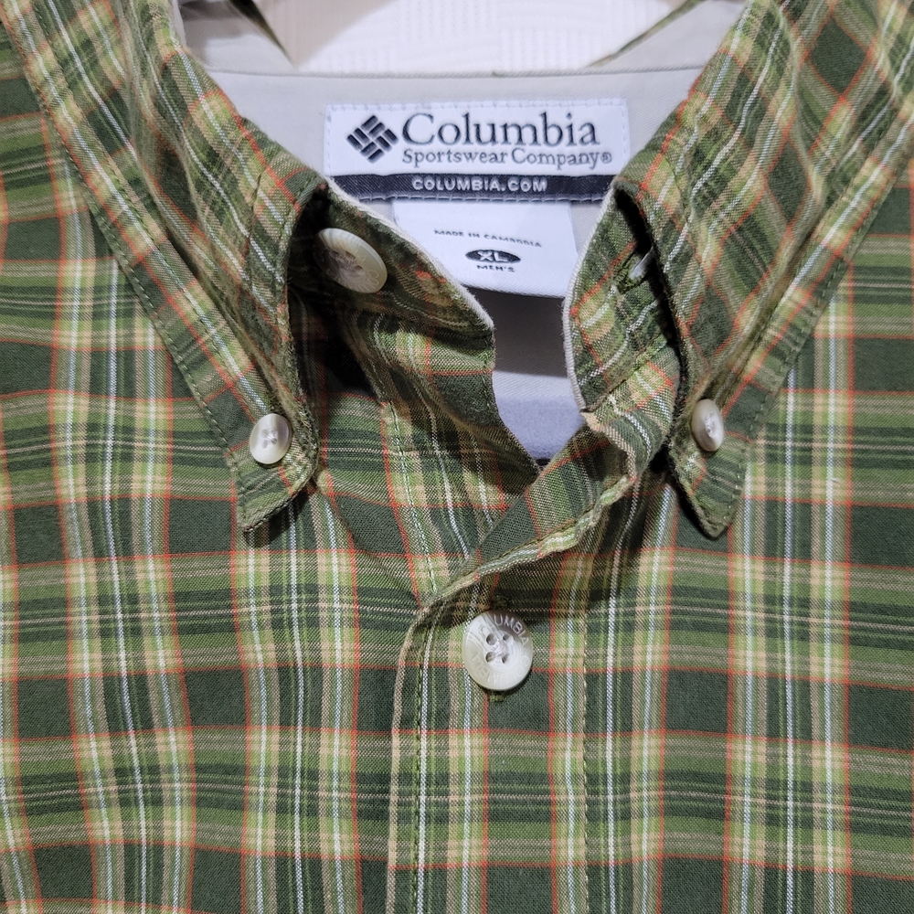 Columbia Men's Size XL Green Plaid Button Down Shirt Casual Work Office - Picture 7 of 10